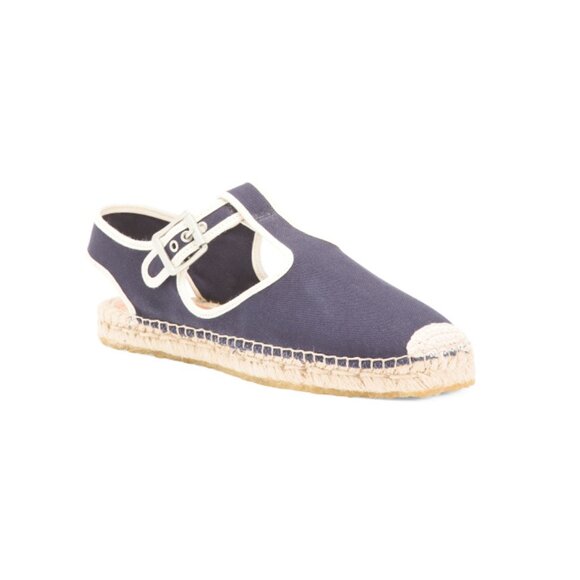 RE/DONE Navy Made In Brazil canvas 70s t-strap espadrilles